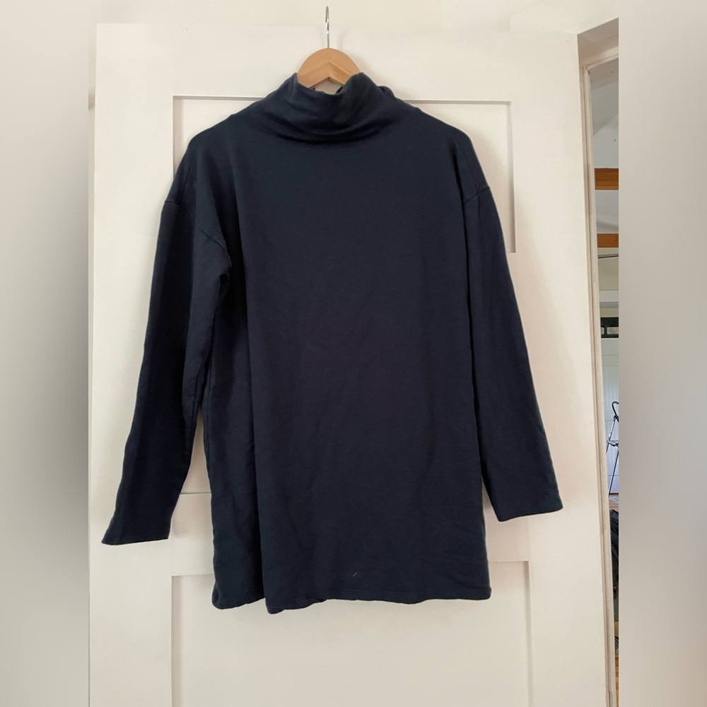 Eileen Fisher jersey long turtleneck top Blue XS